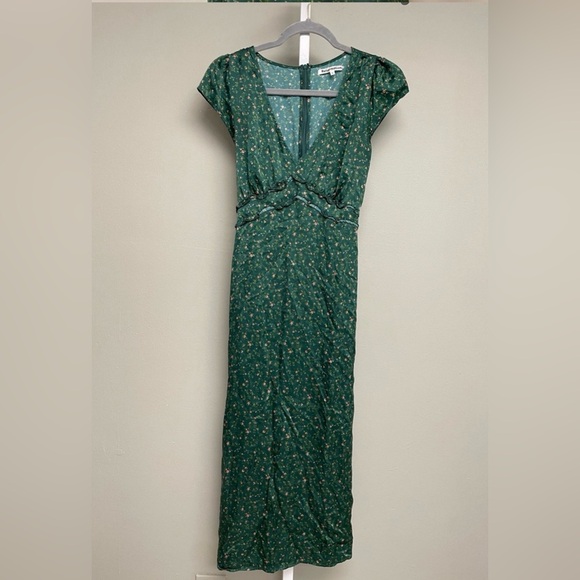 New! Reformation Kaye Silk Green Corriander Floral Midi Dress 🌿 size 6 - Picture 9 of 11